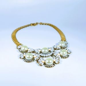 Runway Hot Couture gold tone chain & faceted dangl